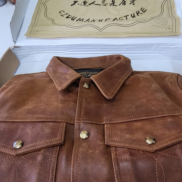 Cidu Vintage Brown Leather Jacket - Picture 8 of 8